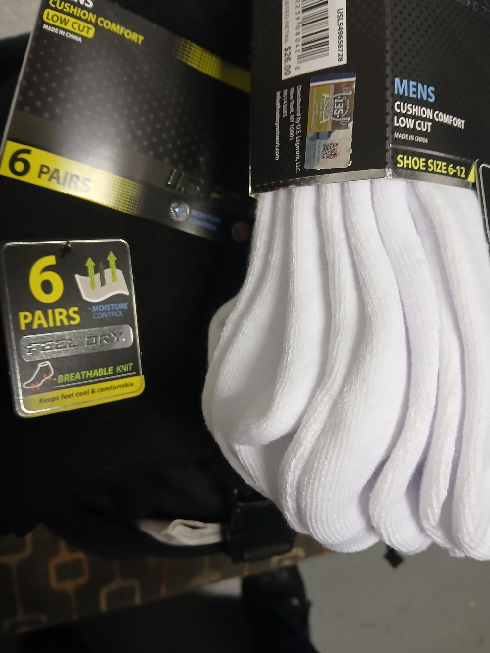 U.S. Polo Assn. Men's Low Cut Cushion Socks - White (6 Pairs)